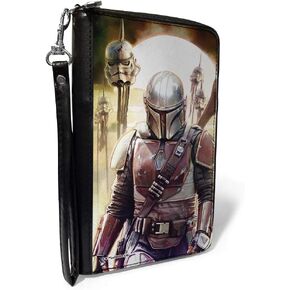 Buckle-Down Women's PU Zip Around Wallet Rectangle-Star Wars The Mandalorian, 7.5"x4.5"