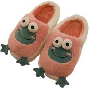 Women Winter Warm Frog Slippers Cartoon Animal Cozy Soft Plush Home Shoes Indoor Outdoor in Kuwait