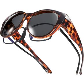 Br’Guras Oversized Polarized Fit over Sunglasses Over Glasses for Men and Women (Blue, Black)