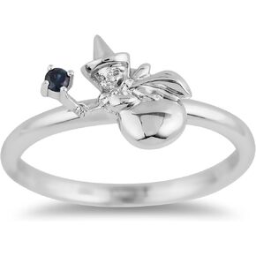 Jewelili Enchanted Disney Fine Jewelry Sterling Silver Blue Sapphire Aurora Merriweather Ring