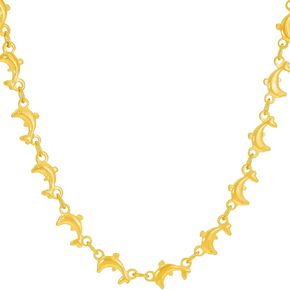 LIFETIME JEWELRY Dolphin Link Chain Necklace for Women and Men 24k Gold Plated