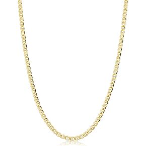 Kooljewelry Solid 14k Yellow Gold Filled 3.4 mm Mariner Link Chain Necklace for Men and Women (16-36 inch)