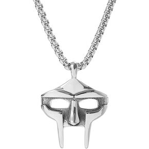 Spartan Metal Face Mask Pendant Necklace,Stainless Steel MF Doom Necklace,Cool Biker Punk Rapper Hip Hop Necklace with Chain for Men in Kuwait