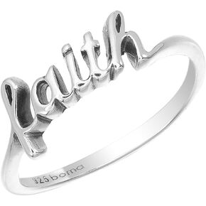 Boma Jewelry Sterling Silver Faith Script Ring