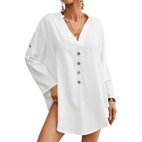 Bsubseach Women Swimsuit Coverup Long Sleeve Beach Blouse Tops Bathing Suit Cover Up