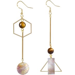 Boho Mismatch Asymmetry Shell Earrings for Women and Girls - Fashion Geometric Abstract Earrings Minimalist Hook Earrings