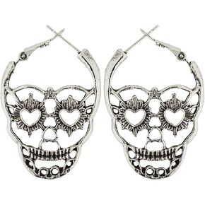 Women's Sugar Skull Earrings Gothic Halloween Hoop Earring Set, Dia de los Meurtos, Day of the Dead Jewelry in Saudi Arabia