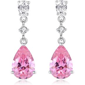 Sterling Silver Simulated Diamond Drop Earrings, Pear/Cushion/Heart Cut Simulation Diamond 5A Cubic Zirconia Earrings Perfect Jewelry Gifts