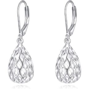 925 Sterling Silver Leverback Earrings Vintage Filigree Dangle Drop Earrings Jewelry Birthday Gifts for Women