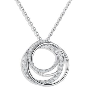 Ladylike Moissanite Interlocking Circle Pendant Necklace for Women 925 Sterling Silver Chain Lab Created Diamond 4 Generations Necklace Anniversary Valentine's Day Gifts for Her
