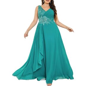Women's Sexy V-Neck Lace Print Sleeveless Plus Size Long Dress Large Slit Hem Club Party Evening Maxi Dresses