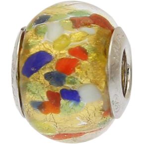 GlassOfVenice Murano Glass Gold Multicolor Confetti Charm Bead