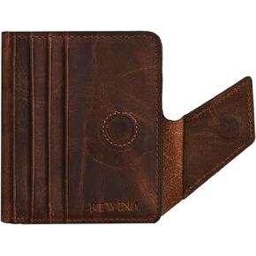 Genuine Leather Bifold Wallet,Credit Card Holder for Men,RFID Blocking,Slim Minimalist Front Pocket,Thin,Stylish,Best Gift,Vintage Crazy,Horse Leather,gifts for men (BLACK)