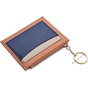 Credit Card Holder for Women, Slim Thin Wallet with Keychain, Minimalist Small Coin Purse for Mother's Day