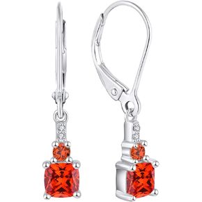 Starchenie Women's Dangle Earrings 925 Sterling Silver Princess Cut Leverback Earrings Gemstones Jewelry