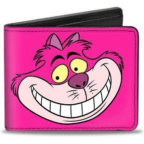 Buckle-Down Men's Disney Wallet, Bifold, Cheshire Cat Face Stripes Pinks, Vegan Leather, Multicolor, Standard Size