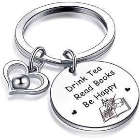 V.nisy Book Nerd Jewelry Book Club Gift Book Lover Jewelry Literary Keychain Book Club Keychain Tea Lover Jewelry Read Book Keychain