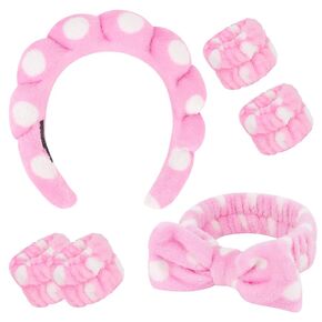 6Pcs Spa Wrist and Headbands Set - Terry Cloth Sponge Towel Bands for Face Washing, Makeup Removal, and Hair Styling