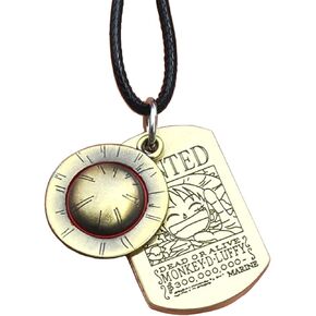 KOGNGU Hot Japan Anime One Piece Luffy Skeleton Pendant Necklace The Straw Hat Pirates Rope Chain Pendant Necklace Cosplay