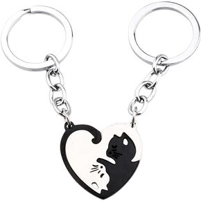 سلاسل مفاتيح للازواج للحبيب والصديقة والذكرى السنوية وعيد الحب للزوجة والصديقة ومحبي القطط، سلسلة مفاتيح متطابقة للازواج هدايا عيد الميلاد للزوج والصديق المقرب،, أسود in Kuwait