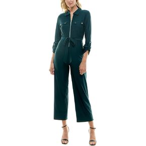 Sharagano Womens Monaco Stretch Ity Jumpsuit W/Functional Chest Pockets