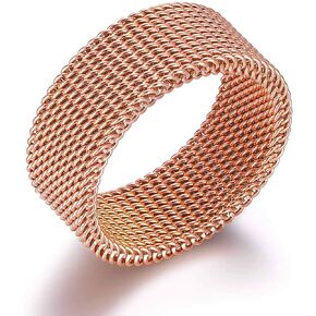 VQYSKO Stainless Steel Mesh Ring-Comfortable Fashionable Women and Man Engage Wedding Band, Size 4-13