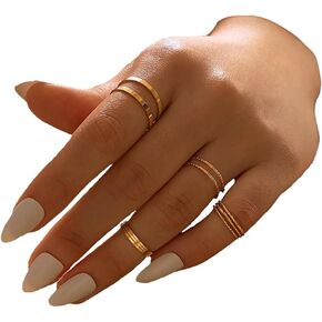 10PCS Gold/Silver Stacking Rings Sets for Women, Dainty Stackable Minimalist Thumb Thin Knuckle Rings Plain Statement Eternity Wedding Bands Ring in Saudi Arabia