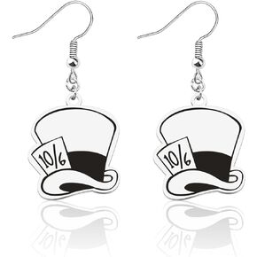 FAADBUK 10/6 Mad Hatter Hat Inspired Earring Mad Hatter Fan Gift Alice Merchandise