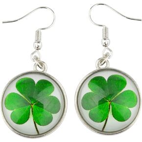 سول ستيتمنت اقراط متدلية على شكل عملة معدنية على شكل زهرة البرسيم من شامروك عيد القديس باتريك، مجوهرات خضراء in Kuwait