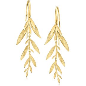 Ross-Simons Italian 18kt Gold Over Sterling Leaf and Branch Drop Earrings