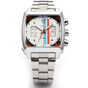 FANMIS Mens Automatic Analog Oblong Date Silver Stainless Steel Wrist Watch Business Luminous Watch