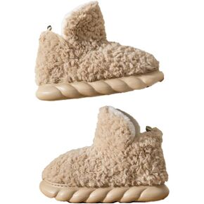 Women Men Bootie Slippers Fluffy Furry House Slipper Winter Warm Anti-Skid Plush Christmas Slippers with Faux Fur Lining