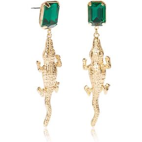 Rambling Rose Statement Crocodile Drop Earrings for Women Gold Rhodium 7 Colors Rhinestone Alloy Fashion Exaggerated Earrings Animal Jewelry
