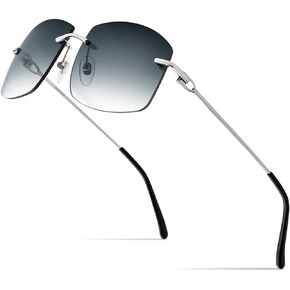 HEPIDEM Rimless Rectangle UV400 Oversize Square Sunglasses for Men with Nylon Lens