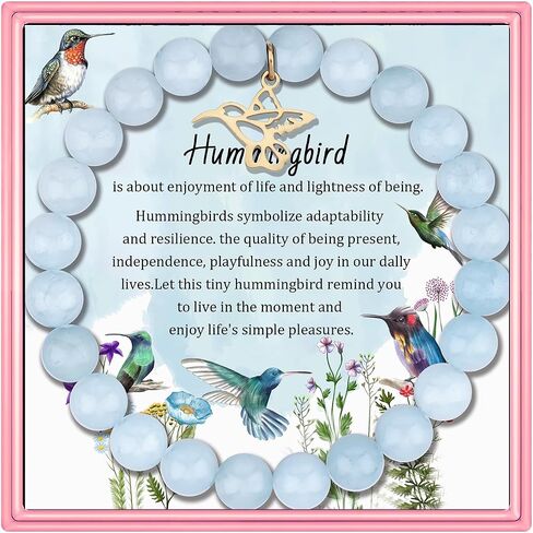 Hummingbird Pendant Inspirational Birthday Gifts for Women Best Friends Unique Gifts Natural Stone Beaded Bracelets for Teen Girls Hummingbird Spirit Jewelry for Hummingbird Lover in Saudi Arabia