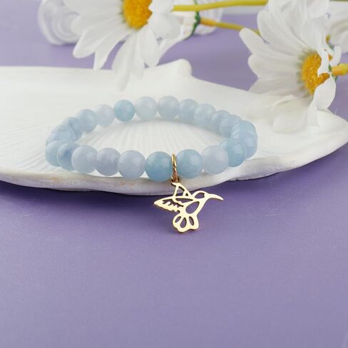 Hummingbird Pendant Inspirational Birthday Gifts for Women Best Friends Unique Gifts Natural Stone Beaded Bracelets for Teen Girls Hummingbird Spirit Jewelry for Hummingbird Lover in Saudi Arabia