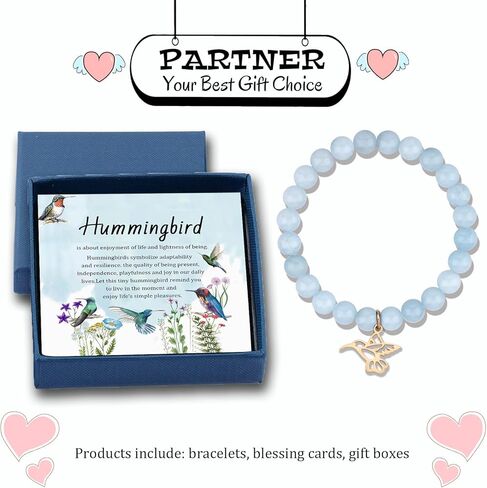 Hummingbird Pendant Inspirational Birthday Gifts for Women Best Friends Unique Gifts Natural Stone Beaded Bracelets for Teen Girls Hummingbird Spirit Jewelry for Hummingbird Lover in Saudi Arabia