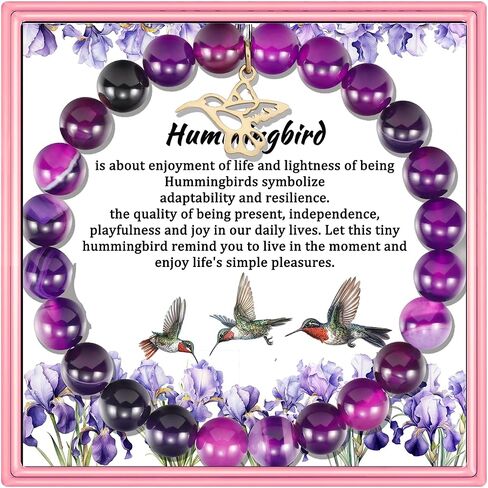 Hummingbird Pendant Inspirational Birthday Gifts for Women Best Friends Unique Gifts Natural Stone Beaded Bracelets for Teen Girls Hummingbird Spirit Jewelry for Hummingbird Lover in Saudi Arabia