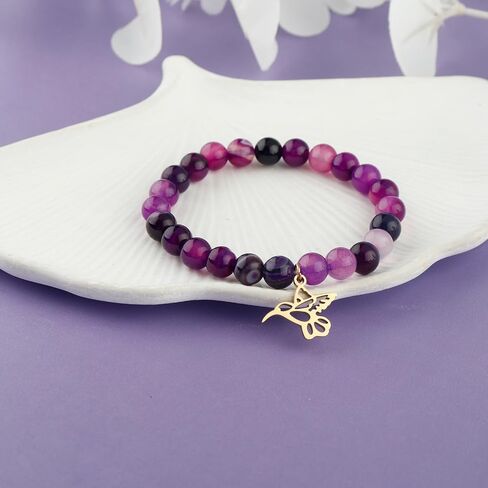 Hummingbird Pendant Inspirational Birthday Gifts for Women Best Friends Unique Gifts Natural Stone Beaded Bracelets for Teen Girls Hummingbird Spirit Jewelry for Hummingbird Lover in Saudi Arabia
