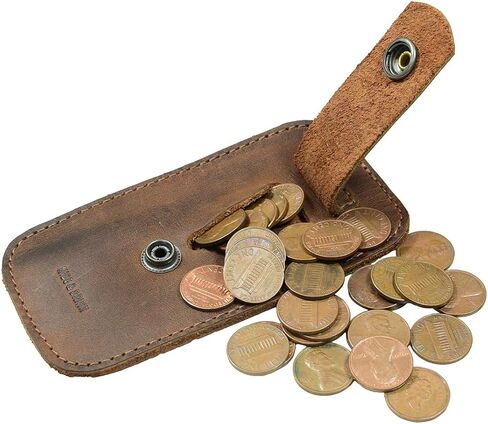 Hide & Drink, Leather Slim Coin Pouch, Cash Organizer Holder, Pocket Accessories, Handmade Includes 101 Year Warranty :: Bourbon Brown in Saudi Arabia
