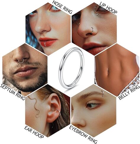 FINREZIO 6PCS 14G Belly Button Rings for Women 316L Surgical Steel Belly Ring Hoop CZ Hinged Navel Rings Clicker Segment Belly Piercing Jewelry Gold Silver Tone 8mm 10mm 12mm in Kuwait