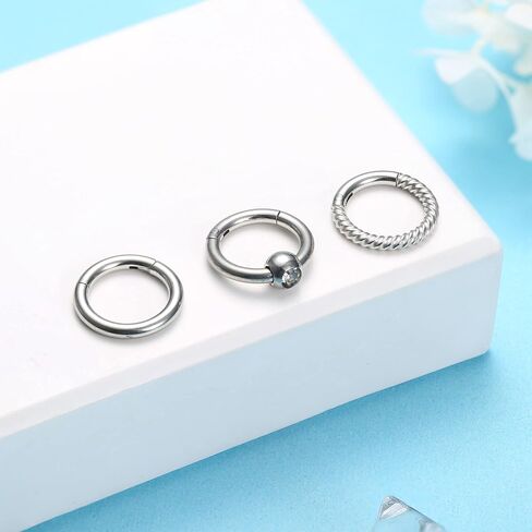 FINREZIO 6PCS 14G Belly Button Rings for Women 316L Surgical Steel Belly Ring Hoop CZ Hinged Navel Rings Clicker Segment Belly Piercing Jewelry Gold Silver Tone 8mm 10mm 12mm in Kuwait