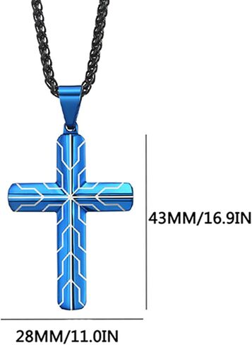 Stainless Steel Cross Necklace for Men, Cool Men Jewelry, Personalized Cross Pendant with 24 Inches Box Chain in Saudi Arabia