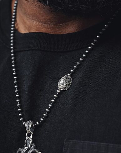 COPPERTIST.WU Indian Star Tortoise Clasp Necklace 4mm Ball Bead Chain 925 Sterling Silver Necklace 65cm/25.6'' Fashion Jewelry Link Gift for Men Women in Kuwait