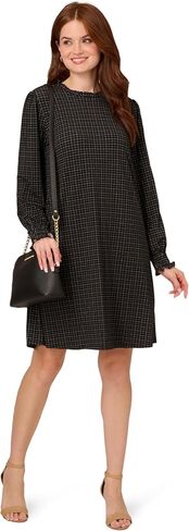Adrianna Papell Women's Printed Ruffle Neck Knit Dress in Saudi Arabia