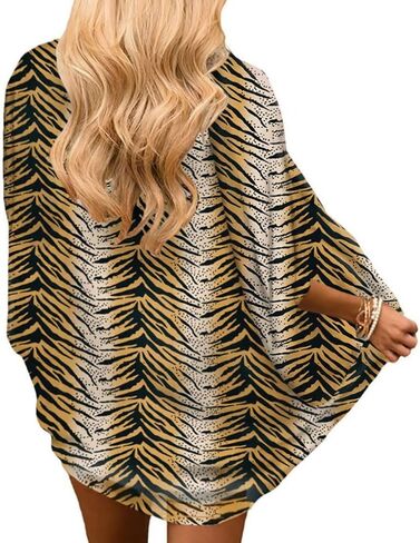 كارديجان كيمونو شيفون نسائي من FINOCEANS، غطاء شاطئ فضفاض، نصف كم in Kuwait