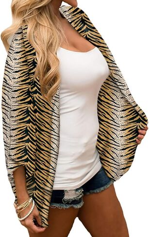 كارديجان كيمونو شيفون نسائي من FINOCEANS، غطاء شاطئ فضفاض، نصف كم in Kuwait