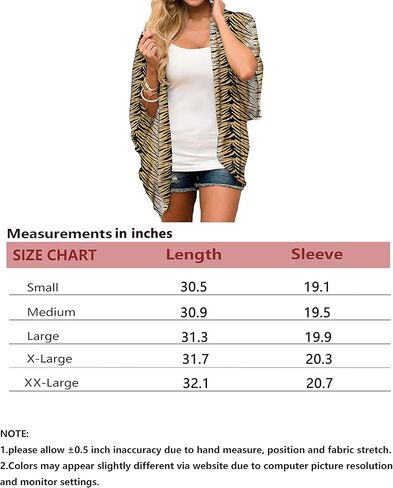 كارديجان كيمونو شيفون نسائي من FINOCEANS، غطاء شاطئ فضفاض، نصف كم in Kuwait