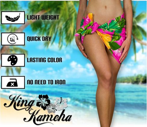 King KAMEHA هاوايان سارونج صوفية الشاطئ التفاف للنساء غير تقليدي بيكيني غير رسمي التستر بصوت عال جدا ملابس السباحة زهرة كبيرة طباعة in Saudi Arabia
