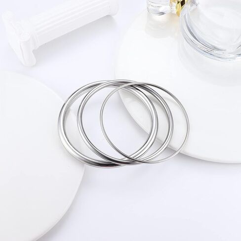 سوار مطلي بالذهب عيار 14 قيراط من Florideco مصنوع من الفولاذ المقاوم للصدأ لامع وقابل للتكديس، سوار دائري رفيع للنساء، سوار بيضاوي صلب مصقول in Kuwait